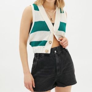 Urban Outfitters BDG Black Pull-on Mom Paper Bag High Waisted Denim Shorts